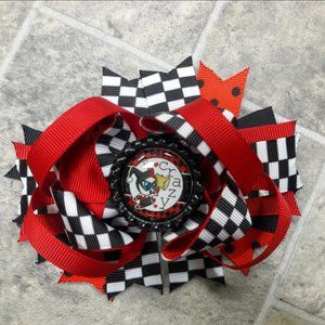 Boutique 4.5" Character Bottlecap Red Black Hair Bow